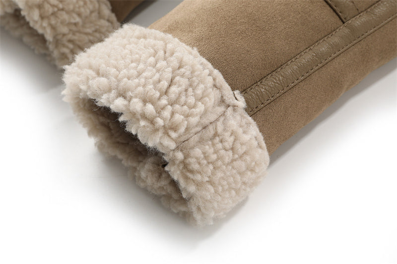 Veste Femme Laine Agneau Courte Motard Hiver Chaude