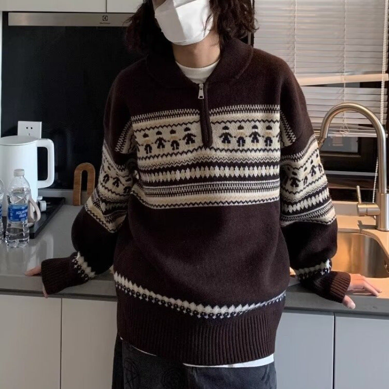 Pull Homme Motif Cerf Peluche Loose Tendance Artistique