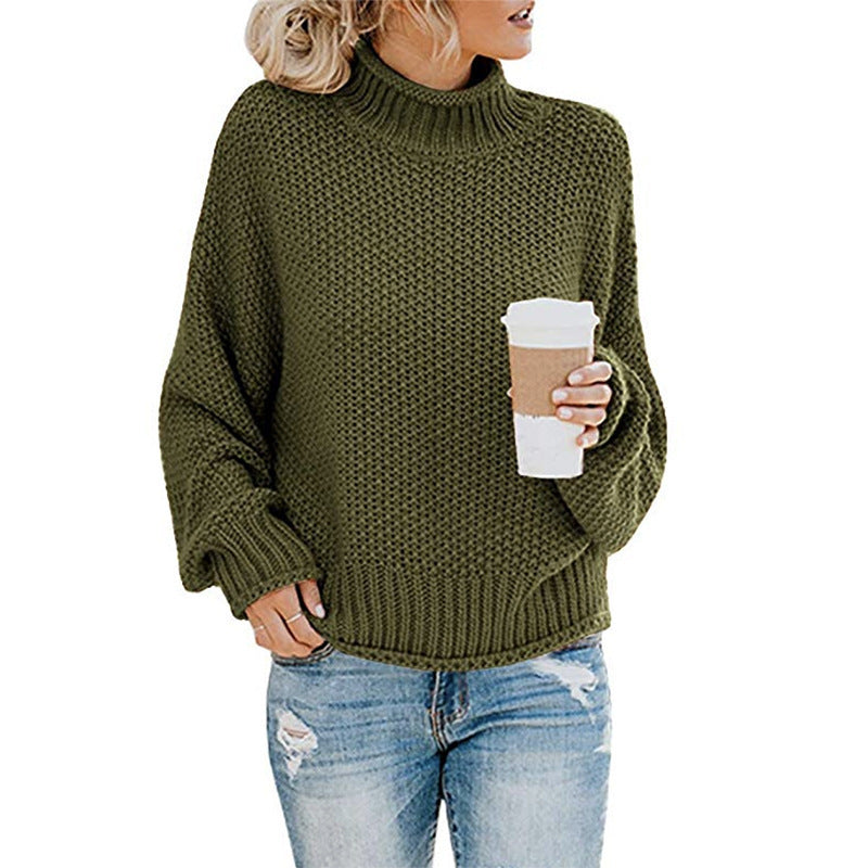 🧶 Pull Femme Col Roulé Tricoté Uni Casual 🧶