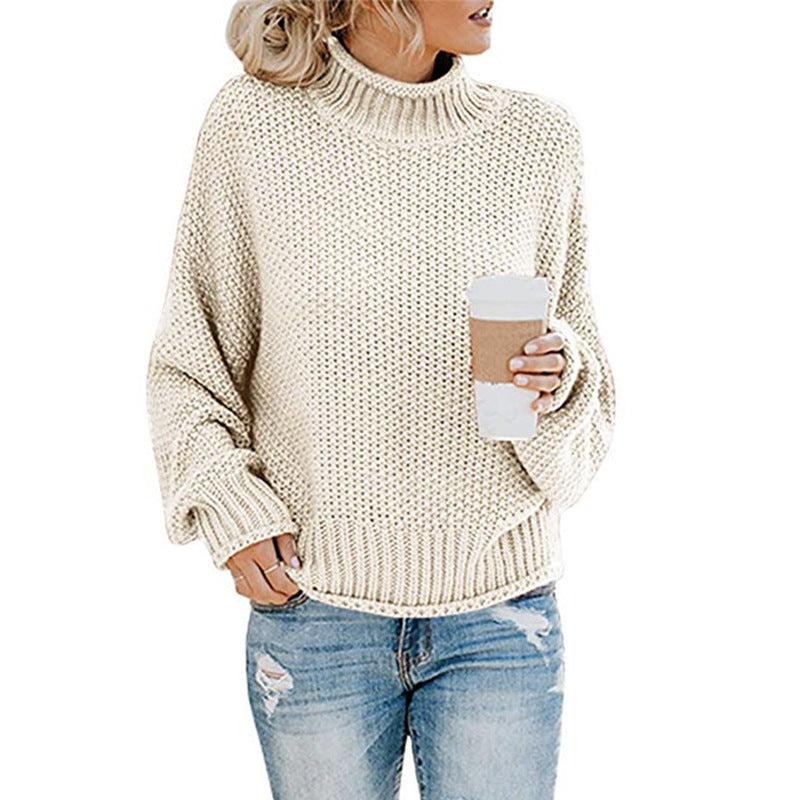 🧶 Pull Femme Col Roulé Tricoté Uni Casual 🧶