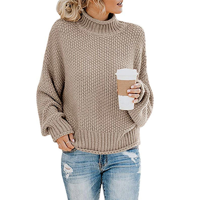 🧶 Pull Femme Col Roulé Tricoté Uni Casual 🧶