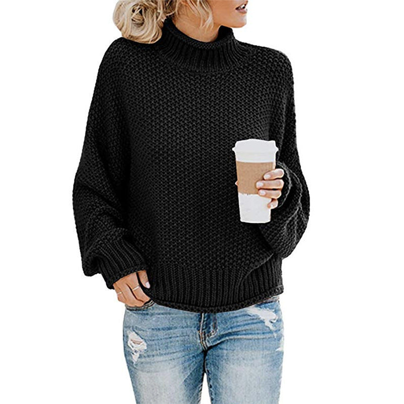 🧶 Pull Femme Col Roulé Tricoté Uni Casual 🧶