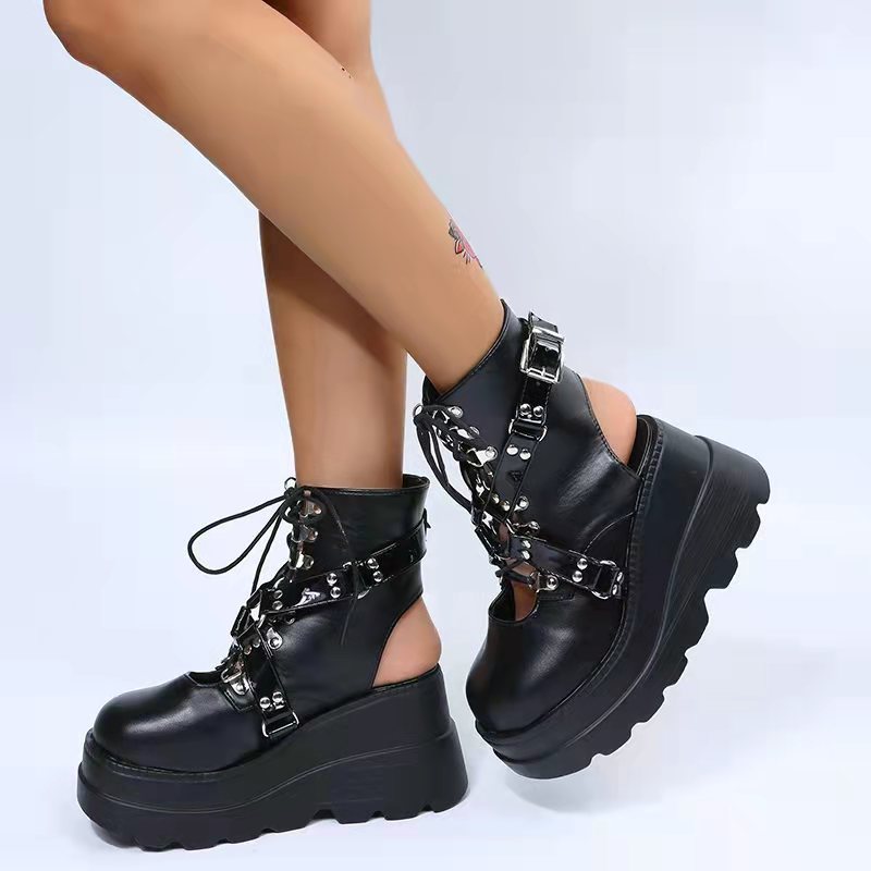 Bottes Gothiques Street Punk Grande Taille Mate Plateforme