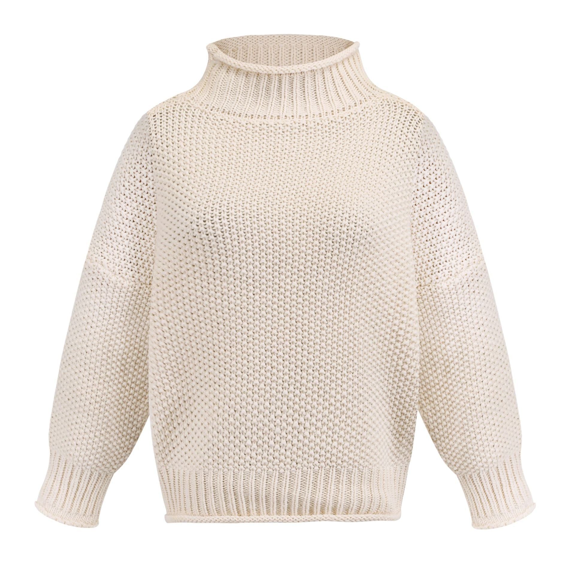 🧶 Pull Femme Col Roulé Tricoté Uni Casual 🧶