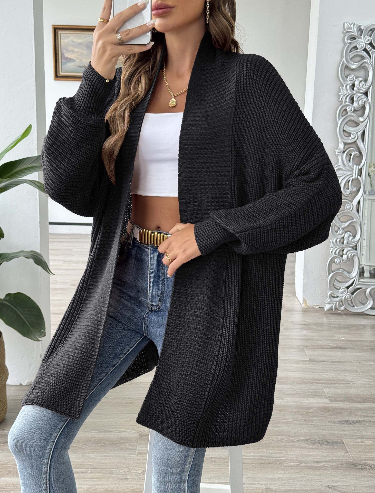 Cardigan Femme Simple Loose Manches Chauve-Souris