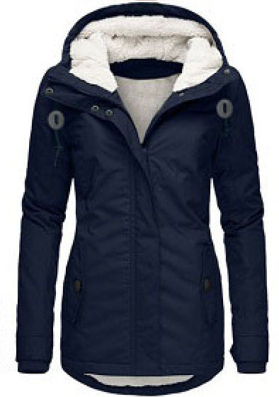 Veste Hiver Capuche Polaire Chaude Poches Zip Femme