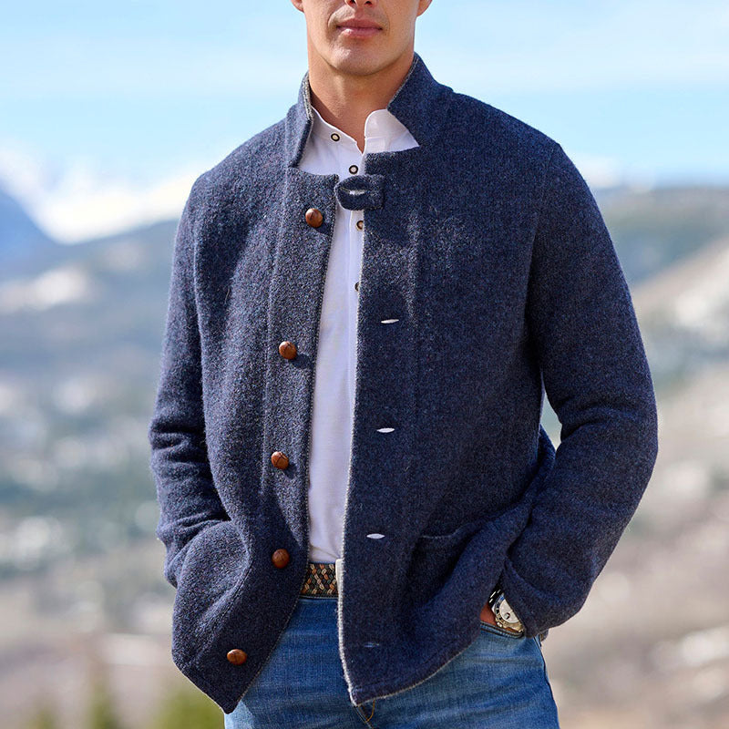 Manteau Mi-Long Homme Laine Décontracté Trench Coat Poches