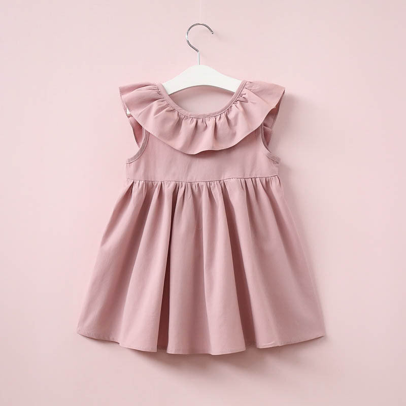 Robe Enfant Fille Sans Manches Jupe Volants Été
