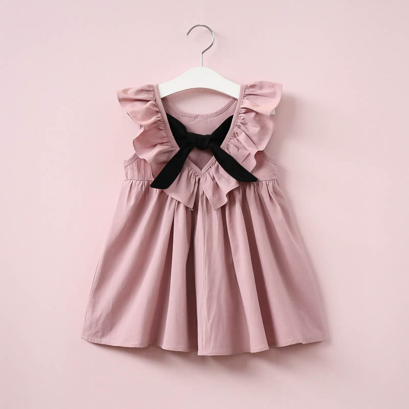 Robe Enfant Fille Sans Manches Jupe Volants Été