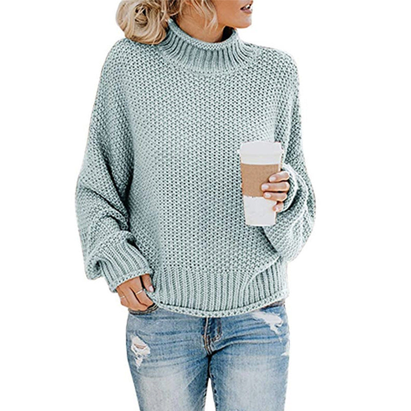 🧶 Pull Femme Col Roulé Tricoté Uni Casual 🧶