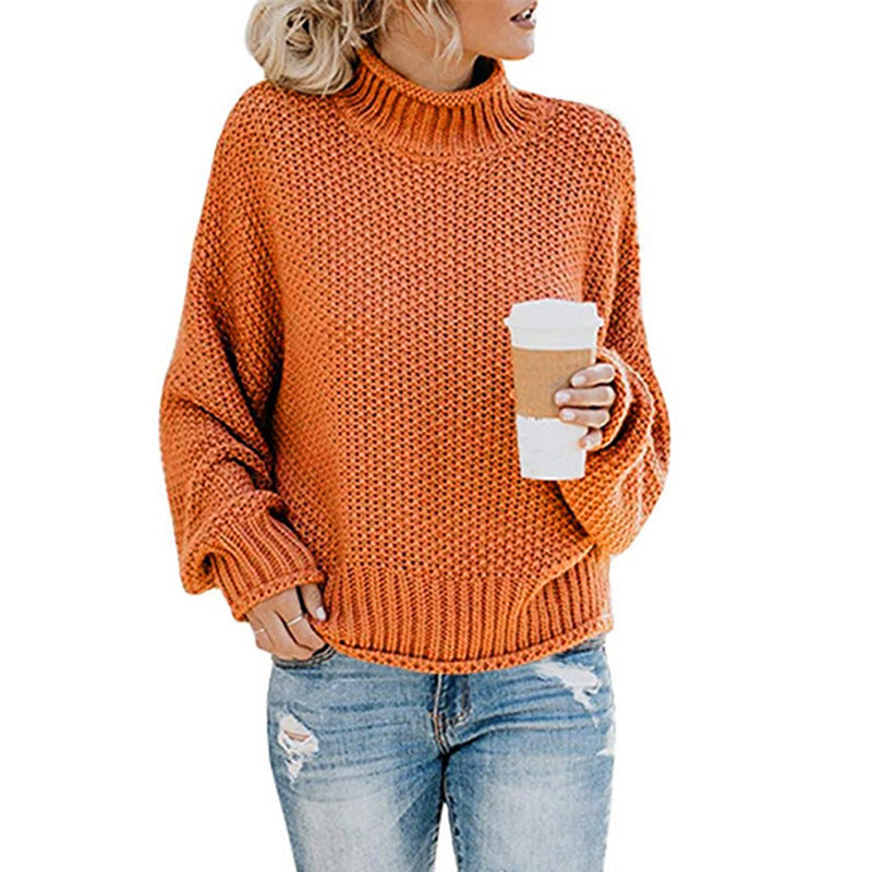 🧶 Pull Femme Col Roulé Tricoté Uni Casual 🧶