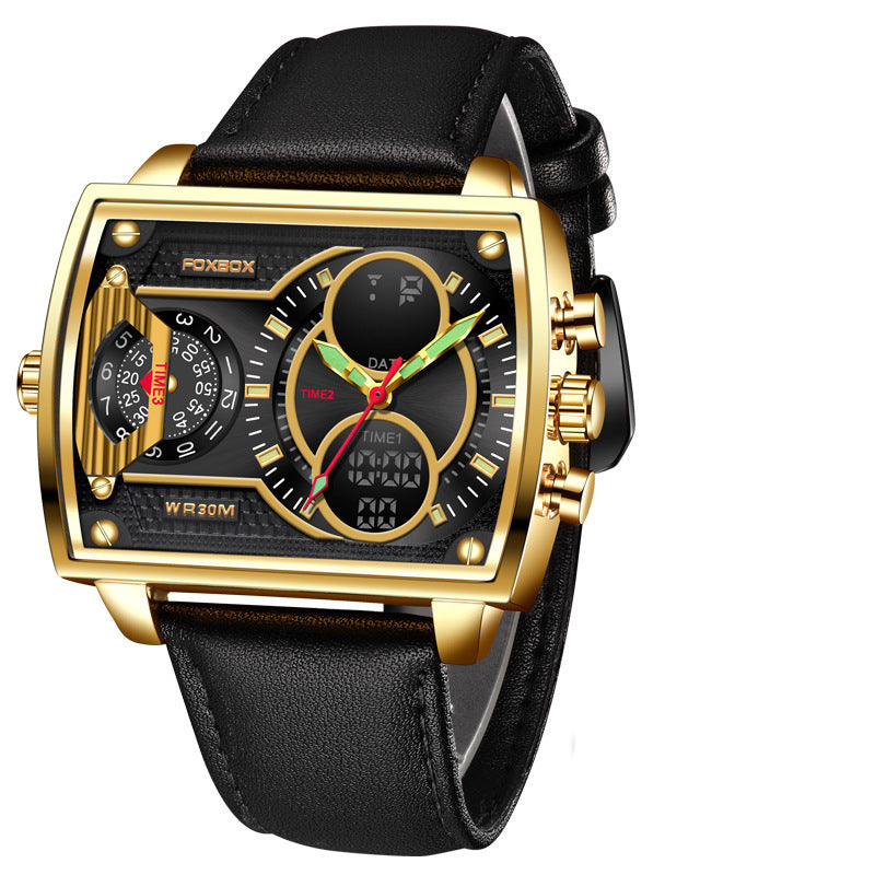 Montre Quartz Électronique Double Affichage Carrée Multifonction