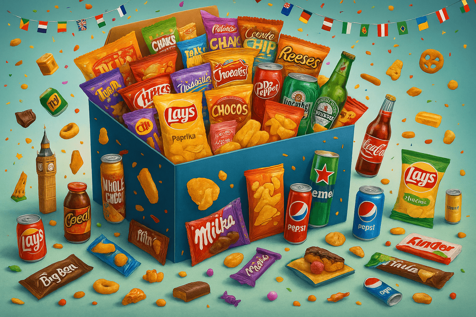 Snack Box XXL : 80 Produits Internationaux Sucrés, Salés et Boissons 🍭🍿 - Legeekshop