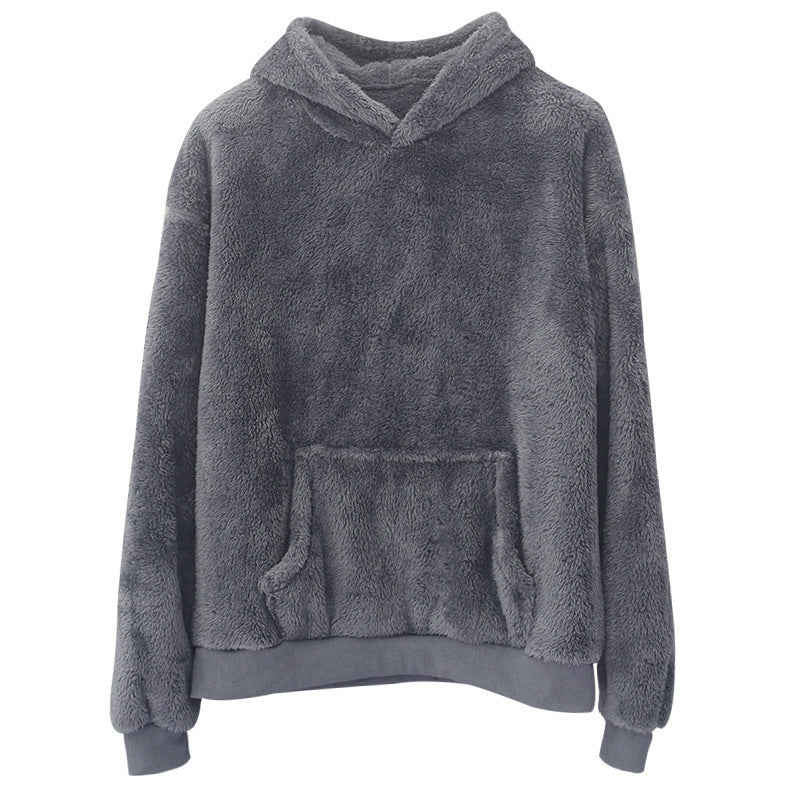 Sweat Capuche Homme Velours Double Face Poches Peluche