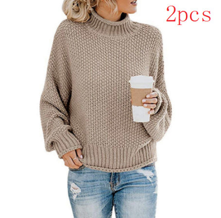 🧶 Pull Femme Col Roulé Tricoté Uni Casual 🧶