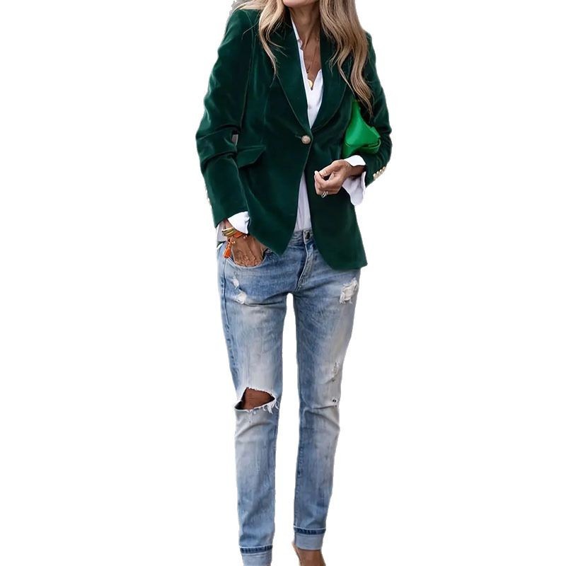 👔 Veste Blazer Femme Velours Col Revers Slim Élégante 👔
