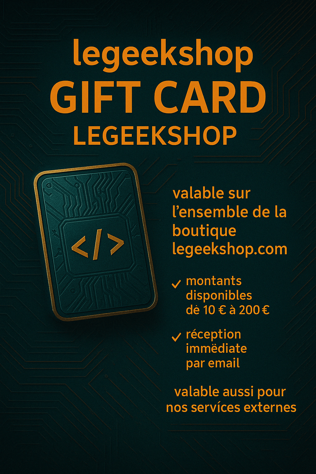 🎁 LeGeekShop Gift Card – La Carte Cadeau pour les Vrais Passionnés ! - Legeekshop