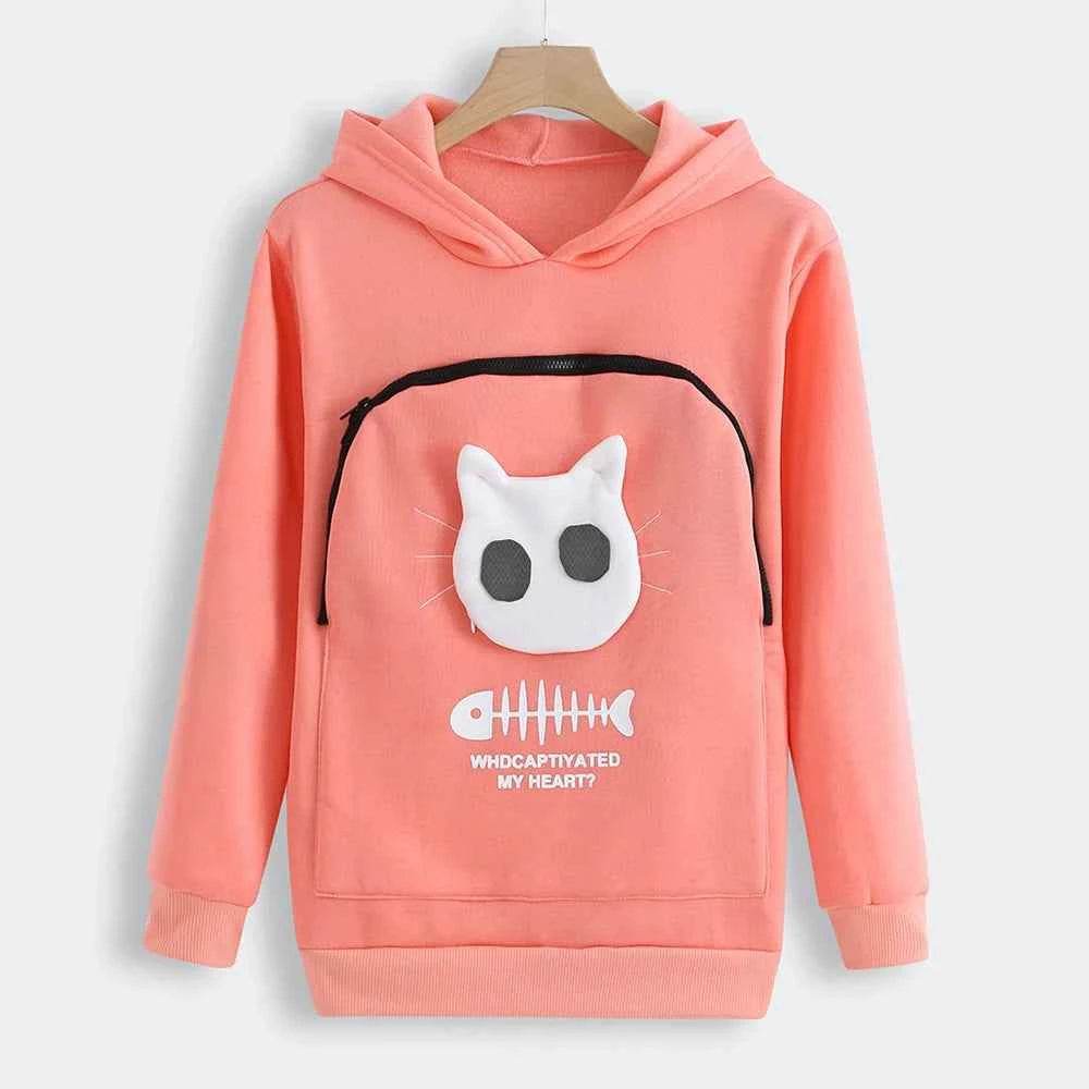 Sweat-shirt à Capuche pour Amoureux des Chats – Poche Câline et Oreilles d'Animal - Legeekshop