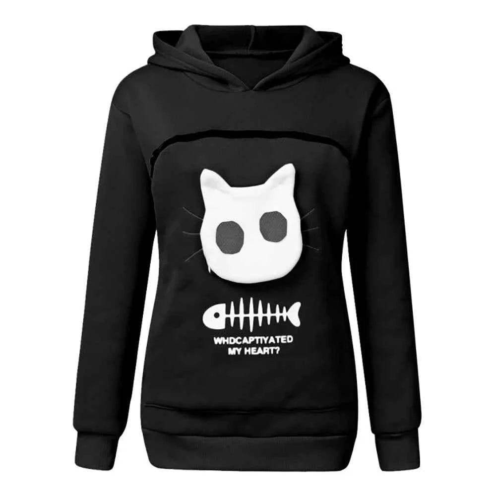 Sweat-shirt à Capuche pour Amoureux des Chats – Poche Câline et Oreilles d'Animal - Legeekshop