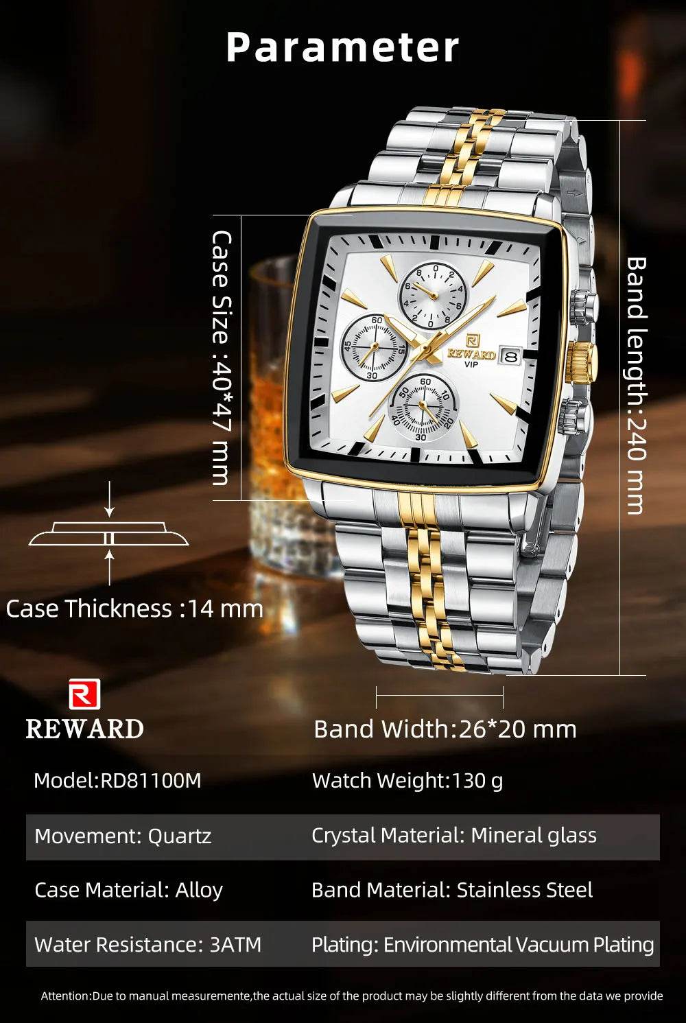 🕶️ REWARD – Montre Homme Quartz Rectangle Bleue Étanche Luxe - Legeekshop