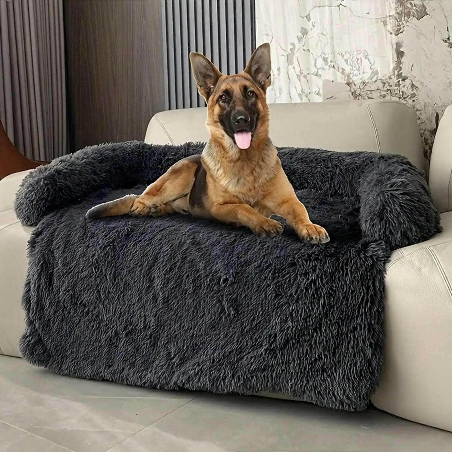 🐶 Lit en peluche pour chien – Coussin double usage lavable & protecteur de canapé - Legeekshop