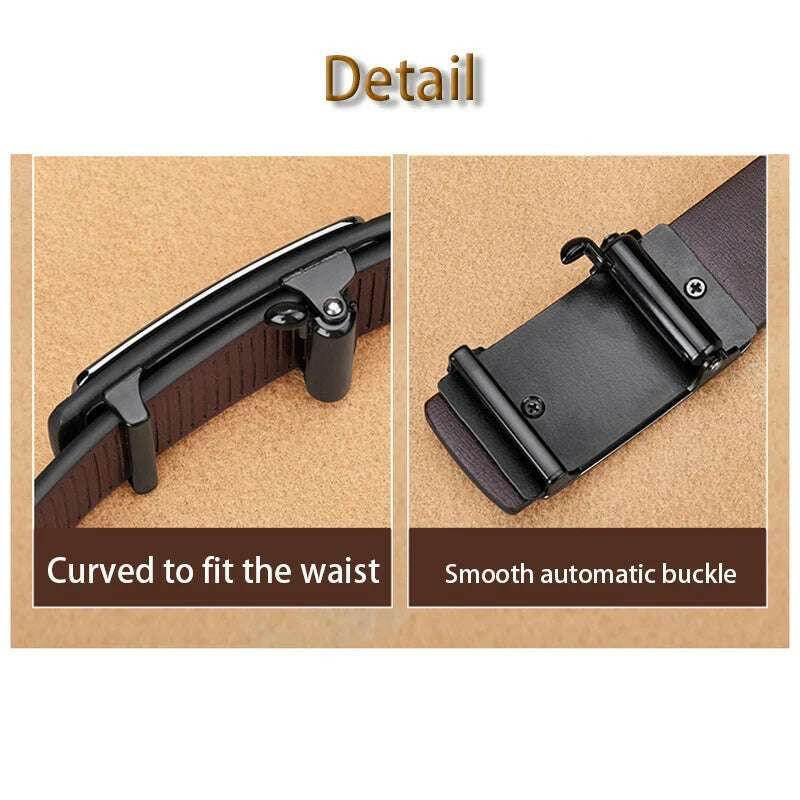 Ceinture en cuir véritable à boucle automatique pour homme, style géométrique. - Legeekshop
