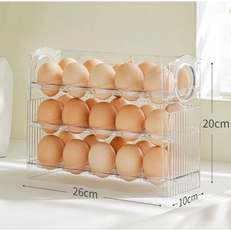 🥚 Boîte de Rangement d'Œufs Coulissante à 3 Couches – Style Échelle | Grande Capacité Réfrigérateur - Legeekshop