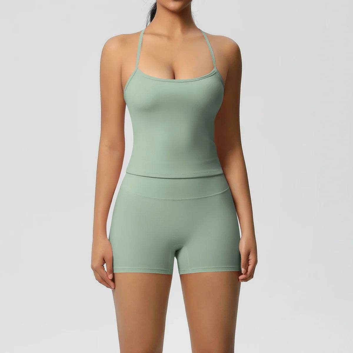 🧘♀️ Ensemble 2 pièces sport femme – brassière push-up & short taille haute - Legeekshop