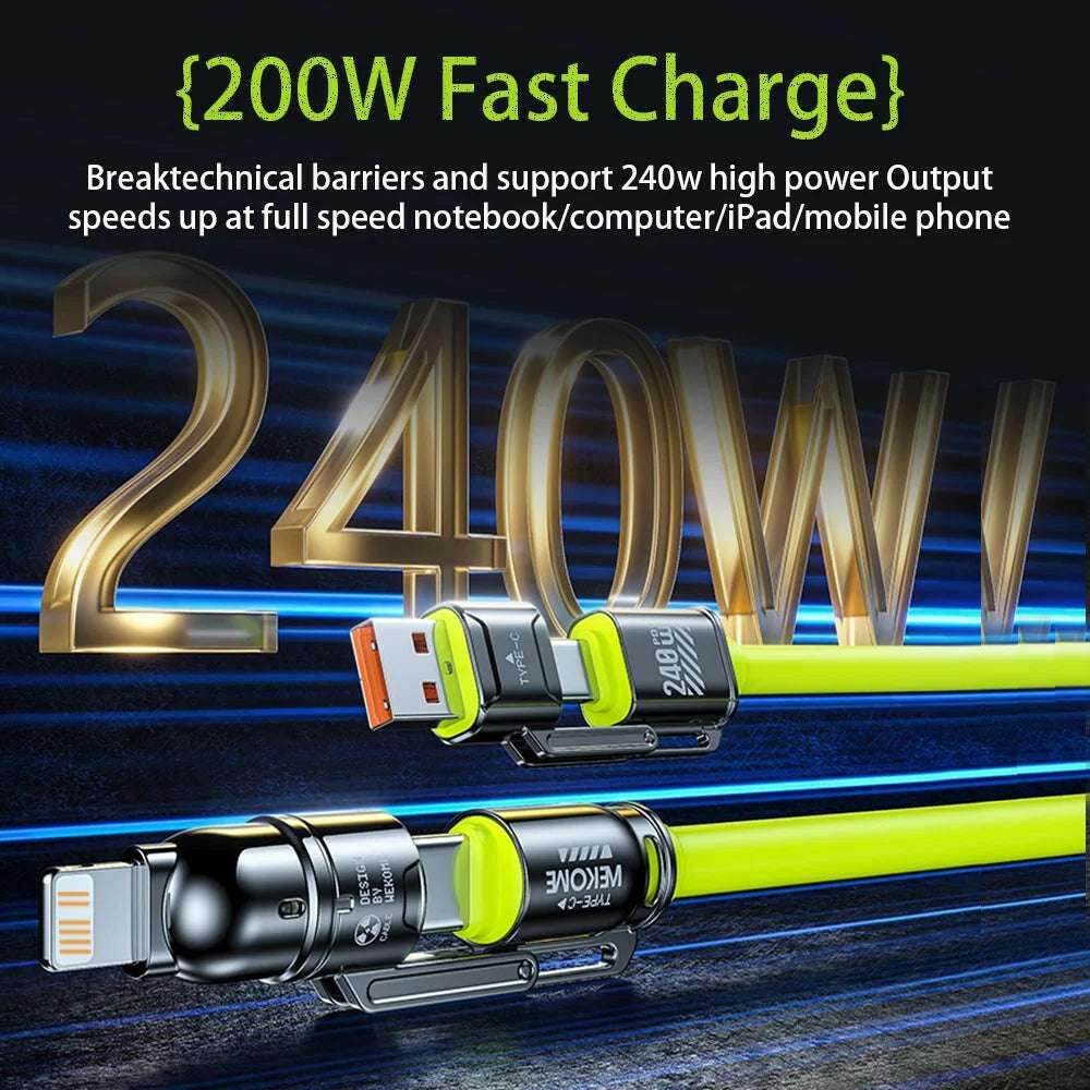 ⚡ Câble Kirsite 4-en-1 – 240W Charge Ultra-Rapide | USB-C & Lightning Multi-Fonction - Legeekshop