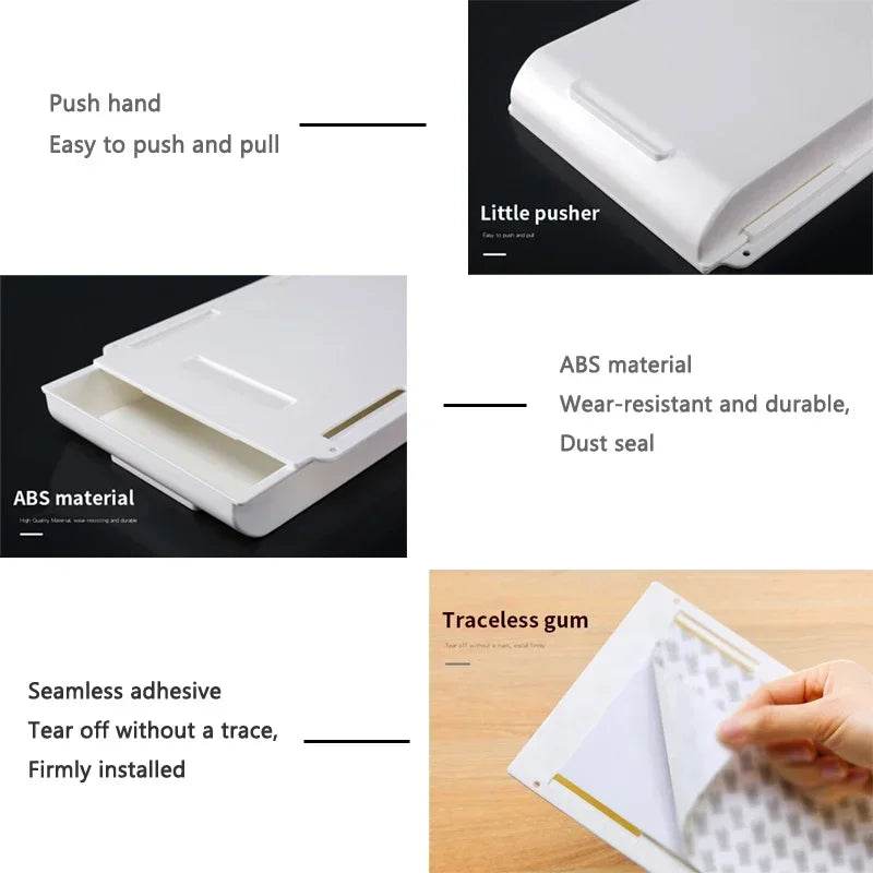 🖇️ Boîte de Rangement Cachée pour Bureau – Tiroir Auto-Adhésif Discret | Organisateur Plastique - Legeekshop