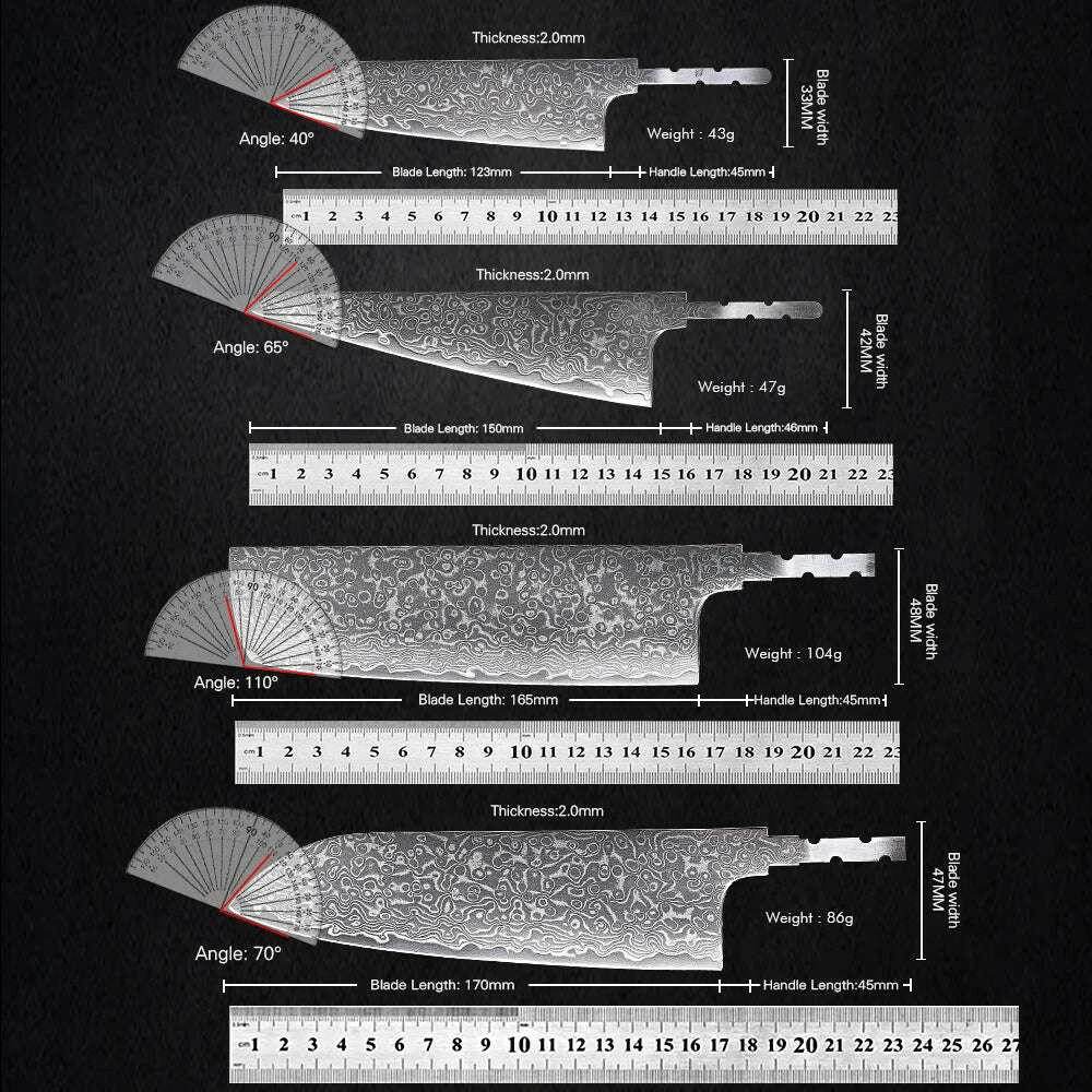 🗡️ TURWHO - Lame Japonaise Forgée Main en Acier Damascus 67 Couches (Sans Manche) - Legeekshop