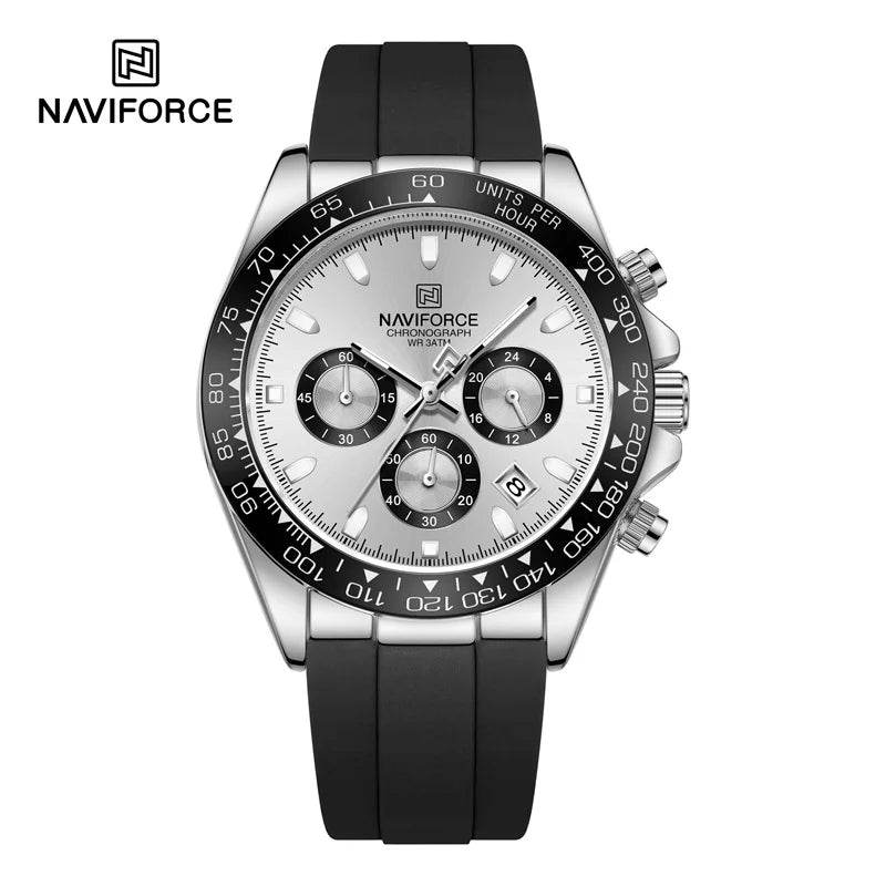 Montre de Luxe NAVIFORCE Homme, Étanche, Chronographe, Silicone, Quartz | Wayne Outfitters - Legeekshop