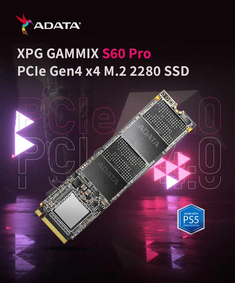 SSD NVMe ADATA XPG GAMMIX S50 PRO M.2 2280 PCIe Gen4x4 500GB 1TB 3D NAND TLC