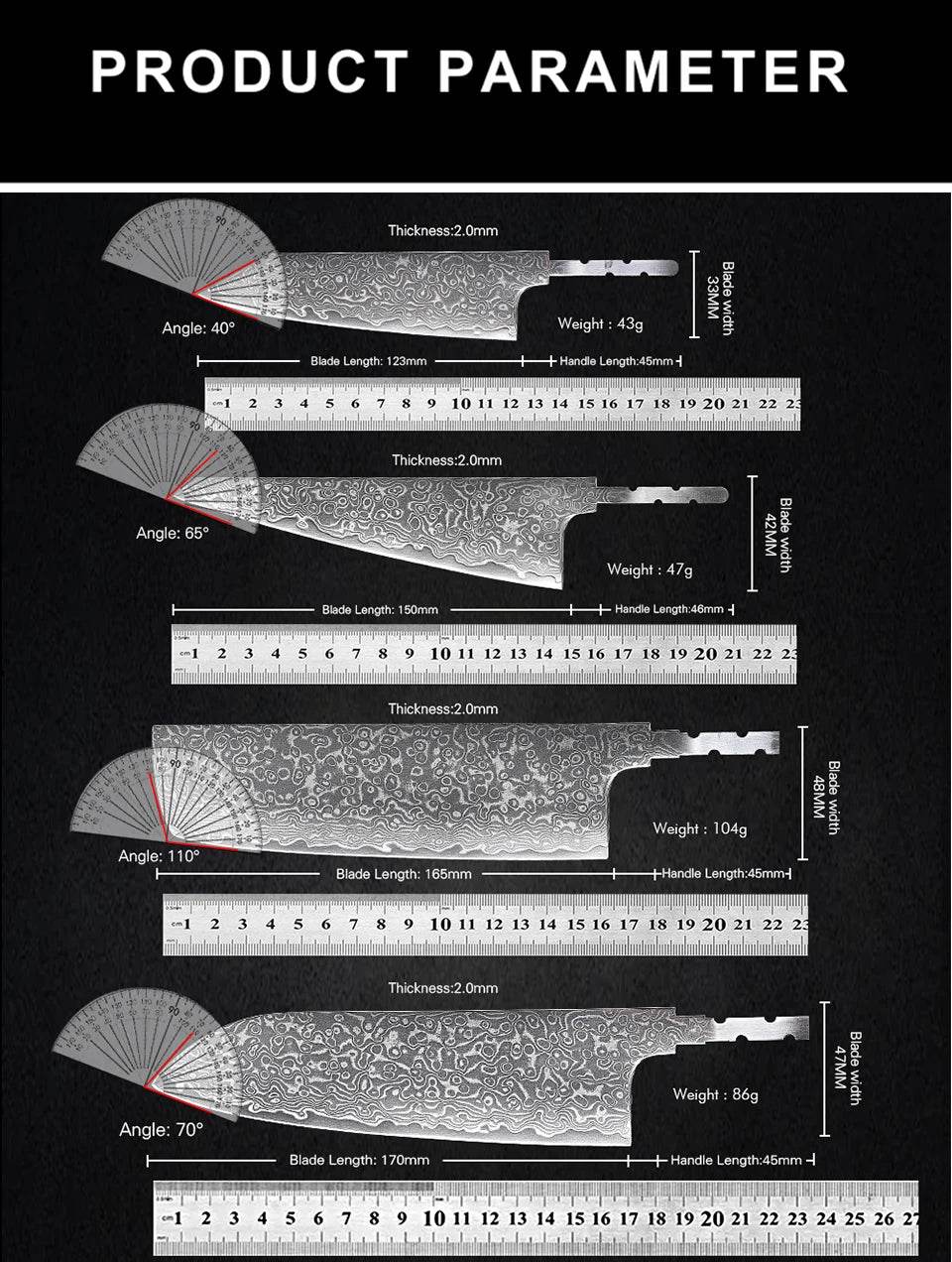 🗡️ TURWHO - Lame Japonaise Forgée Main en Acier Damascus 67 Couches (Sans Manche) - Legeekshop