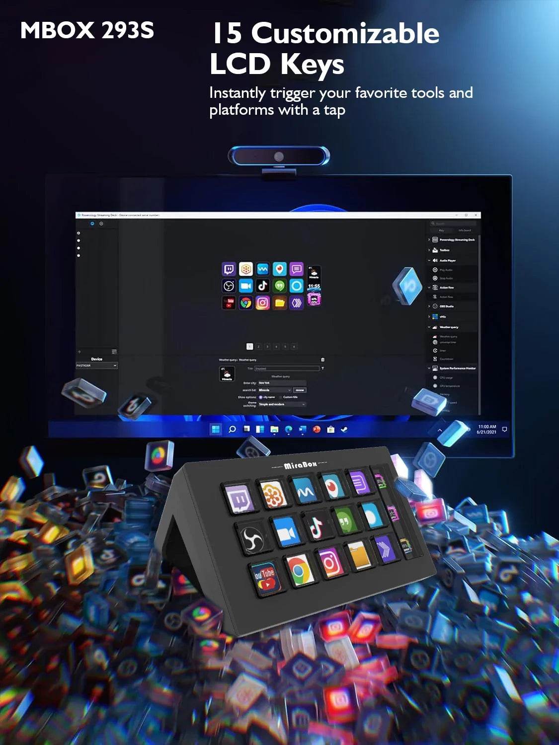 🎛️ Stream Deck Mini – Clavier Visuel 15 Touches LCD Personnalisables | Win / macOS - Legeekshop