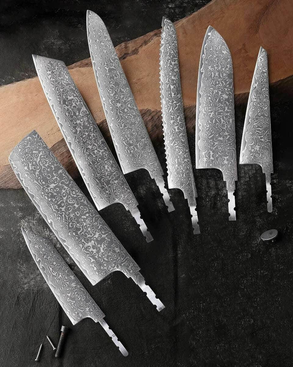 🗡️ TURWHO - Lame Japonaise Forgée Main en Acier Damascus 67 Couches (Sans Manche) - Legeekshop