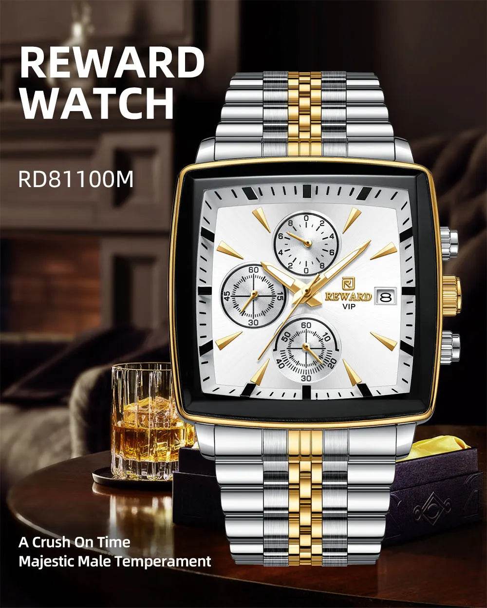 🕶️ REWARD – Montre Homme Quartz Rectangle Bleue Étanche Luxe - Legeekshop