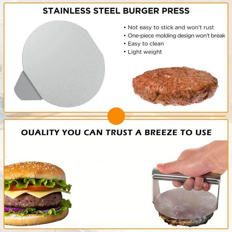 Presse à Hamburgers Acier Inox – Moule Circulaire Antiadhésif – Cuisine Maison - Legeekshop