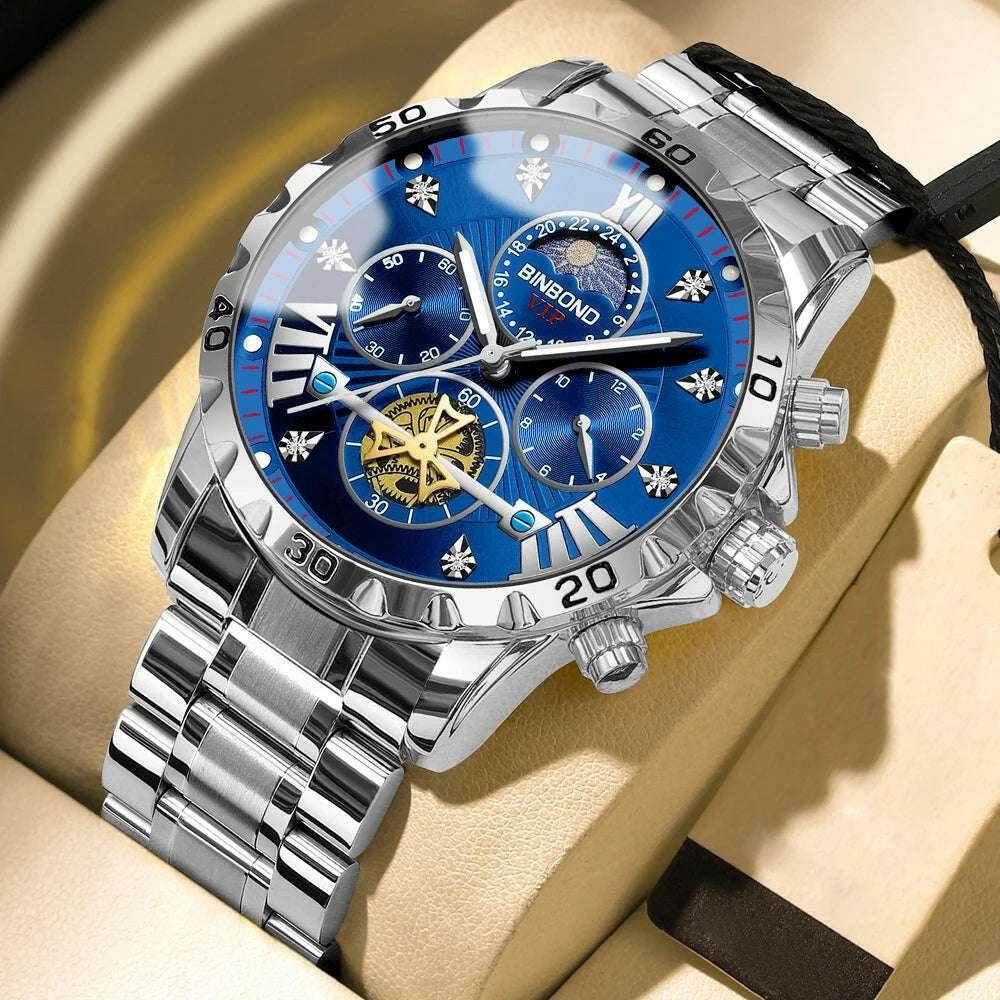 ⌚ Montre Homme BINBOND Quartz Chronographe Lune – Style Jeune & Élégant - Legeekshop