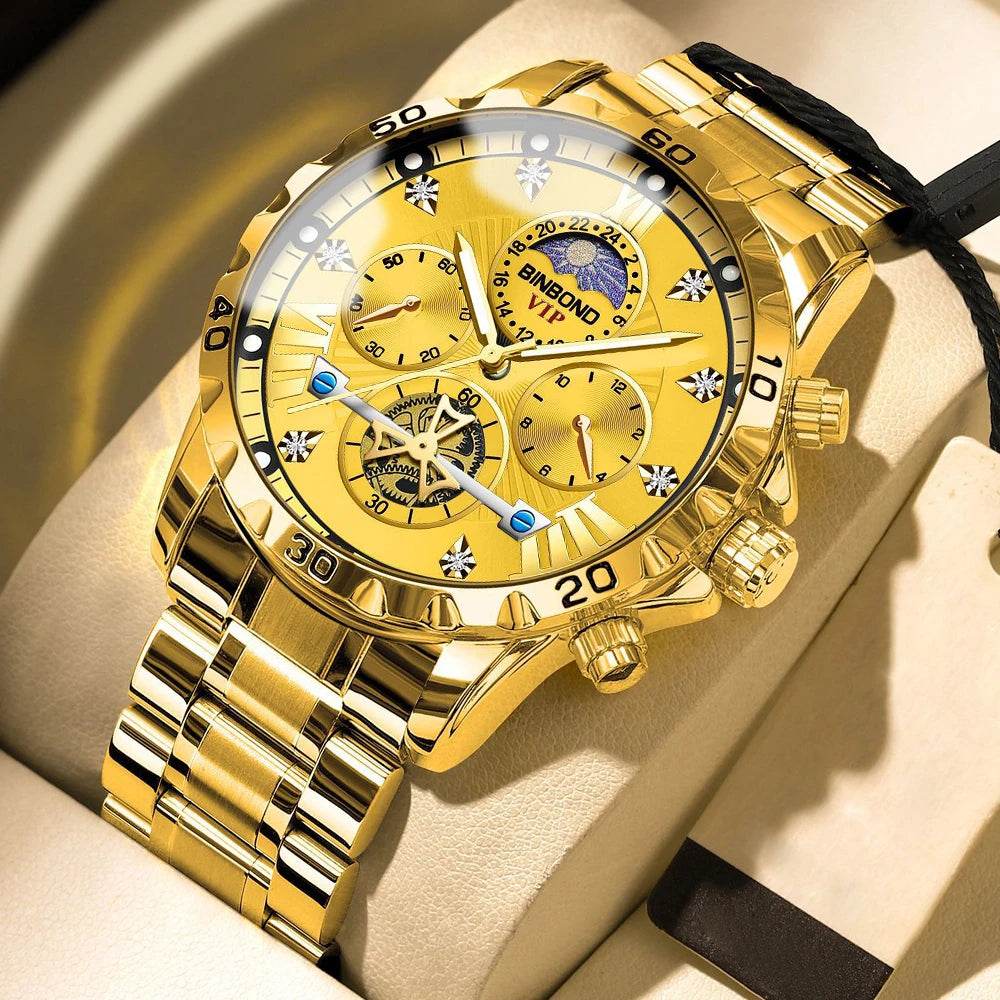 ⌚ Montre Homme BINBOND Quartz Chronographe Lune – Style Jeune & Élégant - Legeekshop