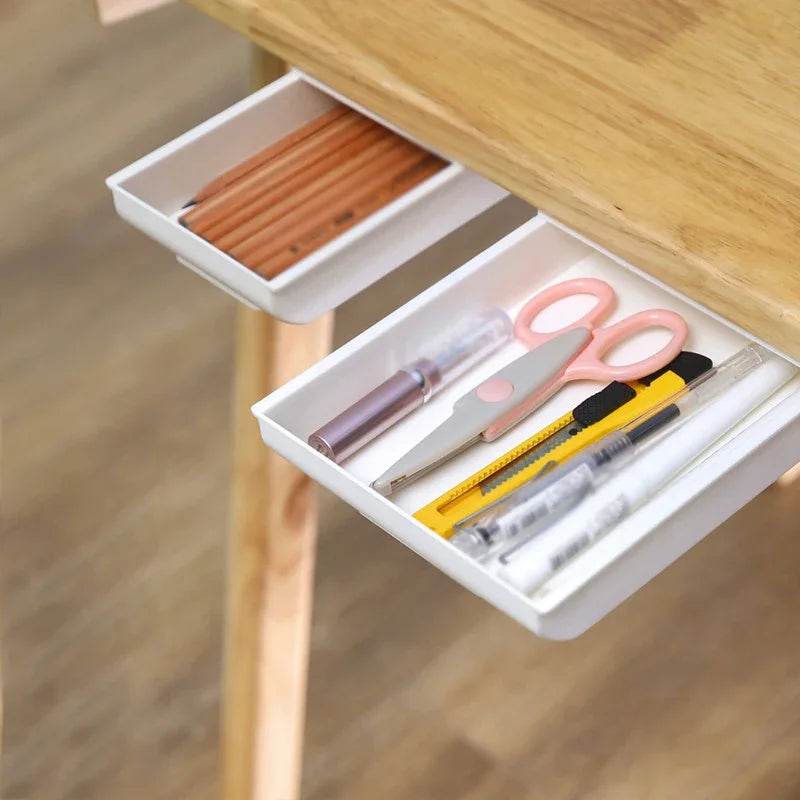 🖇️ Boîte de Rangement Cachée pour Bureau – Tiroir Auto-Adhésif Discret | Organisateur Plastique - Legeekshop