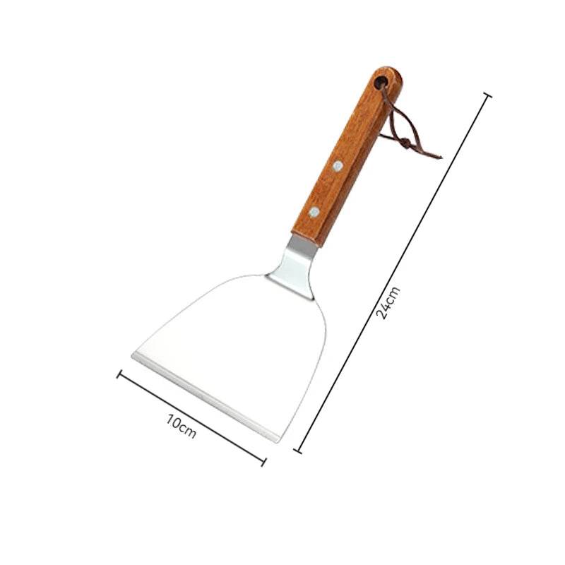 🍳 Spatule Professionnelle Inox & Bois – Pour Steak, Crêpes & Teppanyaki - Legeekshop