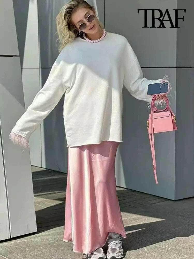 Jupe Mi-Longue Satin Fluide pour Femme, Taille Haute, Ceinture Élastique | ASDS | Wayne Outfitters - Legeekshop