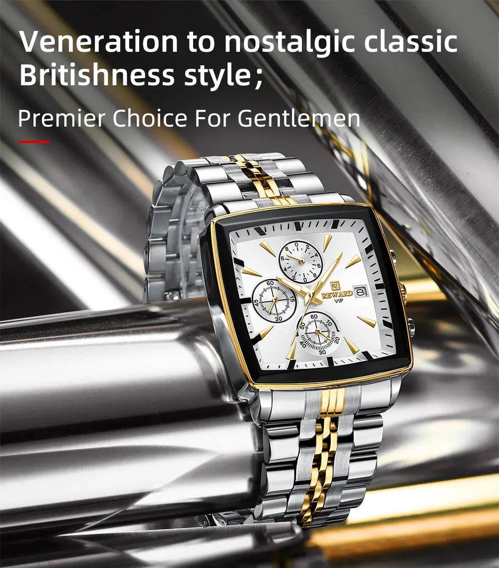 🕶️ REWARD – Montre Homme Quartz Rectangle Bleue Étanche Luxe - Legeekshop