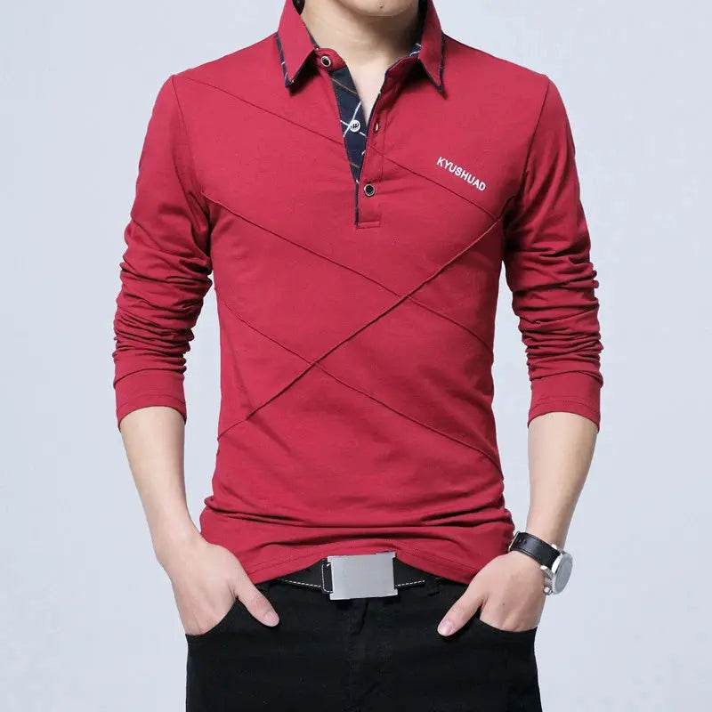 T-shirt en coton à rayures rabattables, T-shirt long, Slim Fit, Casual, Grande taille - Legeekshop