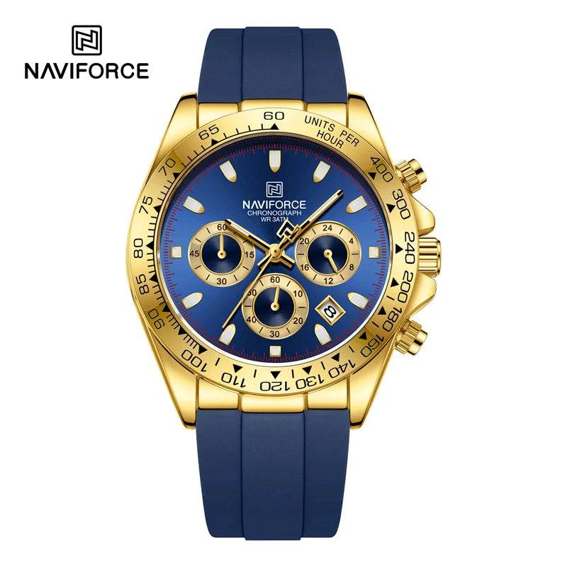 Montre de Luxe NAVIFORCE Homme, Étanche, Chronographe, Silicone, Quartz | Wayne Outfitters - Legeekshop