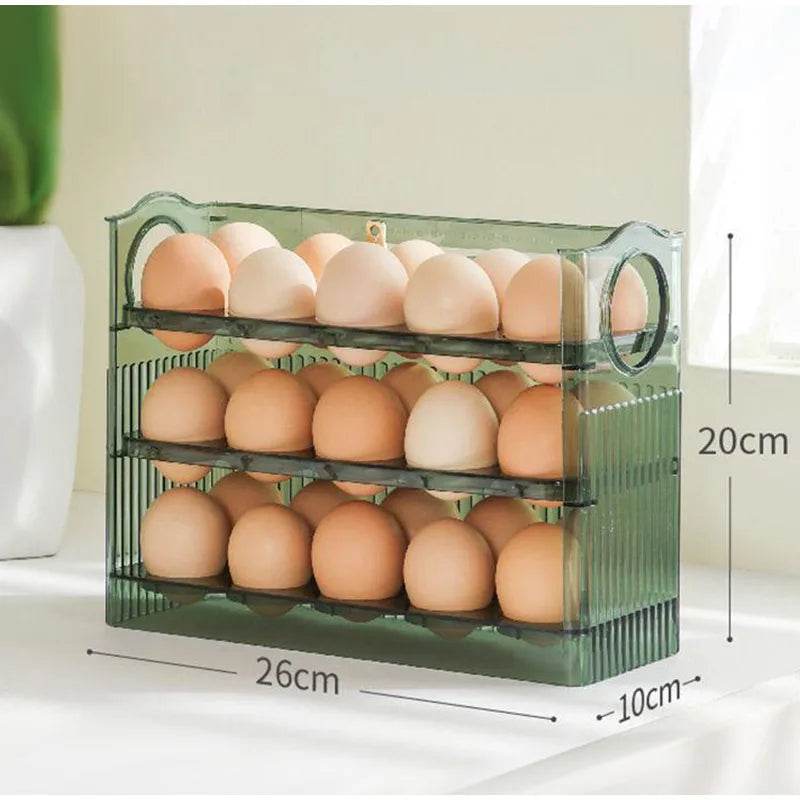 🥚 Boîte de Rangement d'Œufs Coulissante à 3 Couches – Style Échelle | Grande Capacité Réfrigérateur - Legeekshop