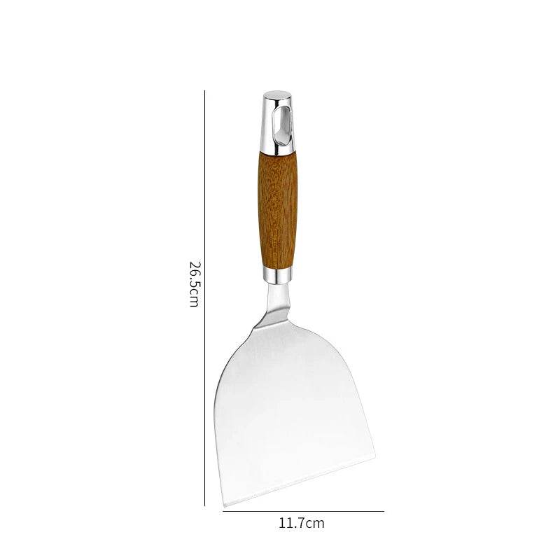 🍳 Spatule Professionnelle Inox & Bois – Pour Steak, Crêpes & Teppanyaki - Legeekshop