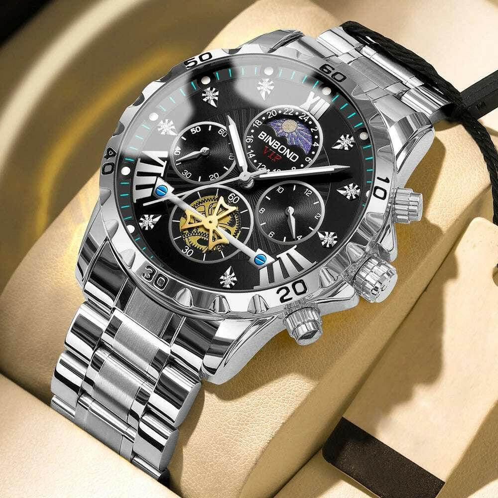 ⌚ Montre Homme BINBOND Quartz Chronographe Lune – Style Jeune & Élégant - Legeekshop