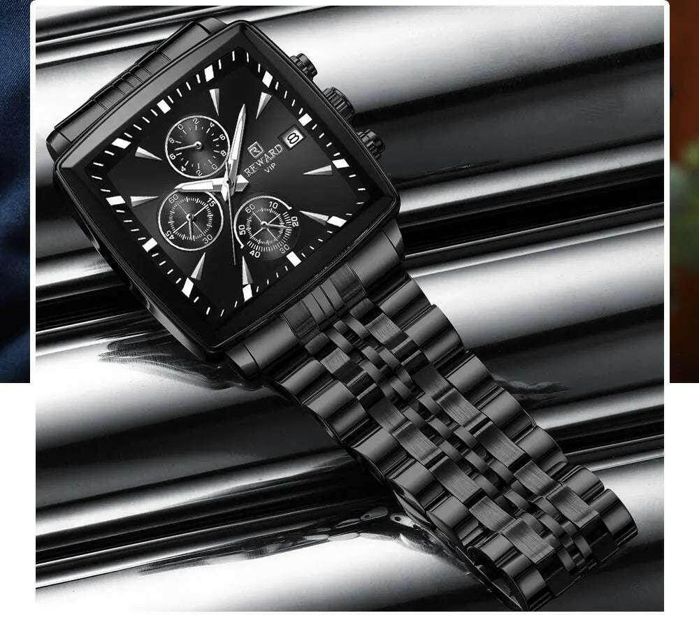 🕶️ REWARD – Montre Homme Quartz Rectangle Bleue Étanche Luxe - Legeekshop